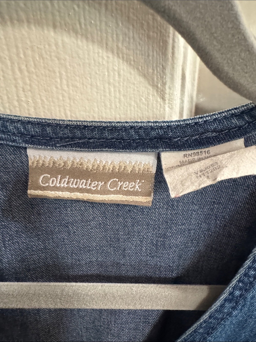 Vintage Coldwater Creek Denim-Style Wrap Top in Blue - Picture 2 of 8
